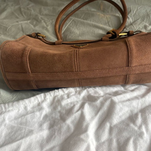 Prada suede shoulder bag brown like new with protective case