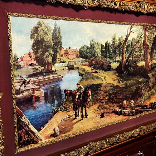 Vintage Flatford Mill Print by John Constable with Large Carved Frame used