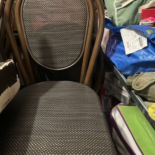 Almeco Bistro Chairs like new, set of 20, metal frame with woven seat