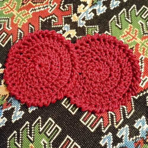 Handmade coaster new in festive dark red color
