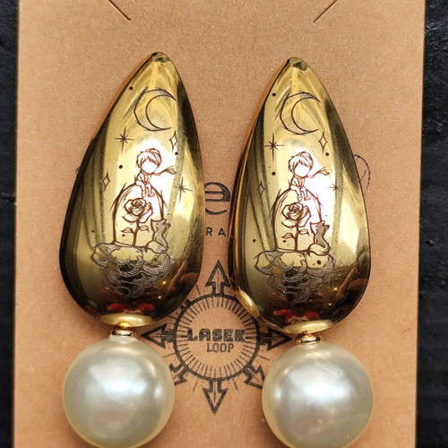 Little Prince earrings new, stainless steel with engraved design