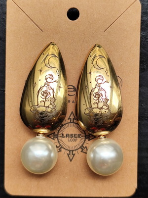 Little Prince earrings new, stainless steel with engraved design
