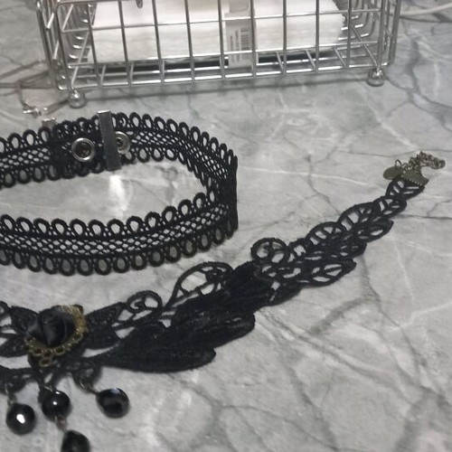 Joker fabric black necklaces, 2 pieces, like new, vintage style