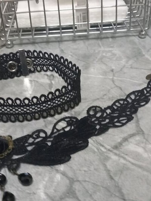Joker fabric black necklaces, 2 pieces, like new, vintage style