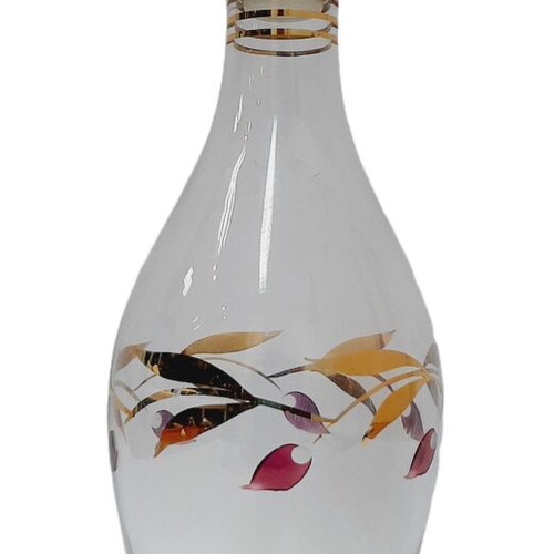 Vintage glass decanter hand-cut and hand-painted 25 oz like new