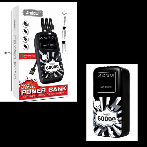 Andowl Power Bank Q-CD212 60000mAh new with built-in cables