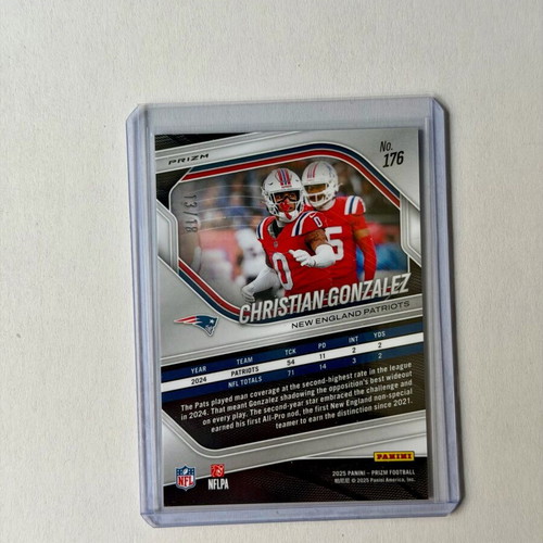 2025 Panini Prizm International Christian Gonzalez Lotus Flower 13/18 Patriots card new