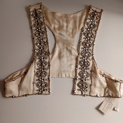 Silk handmade vest jewelry size S new, cream color