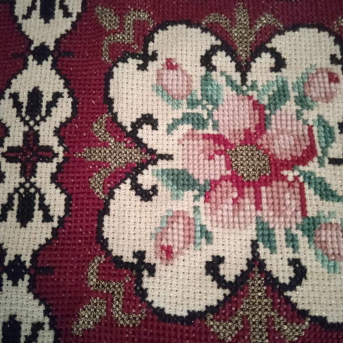 Handmade Counted Cross-Stitch Tablecloth 80x80 in Excellent Condition