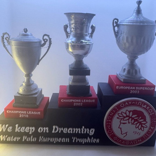 Olympiacos Water Polo European trophies miniatures new, height 8cm