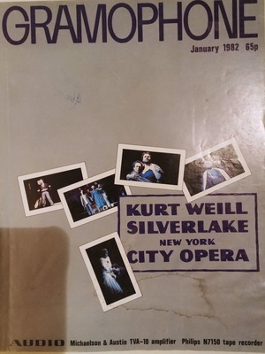 Gramophone January 1982 used with Kurt Weill Silverlake feature