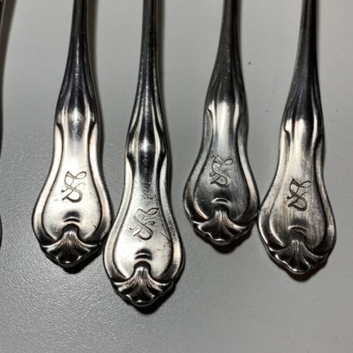 Art Deco Silver-Plated Forks used, set of 6 with hallmarks