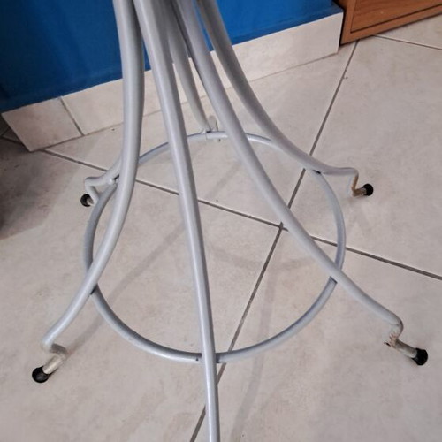 Metal Coat Stand floor model like new, gray with gold details