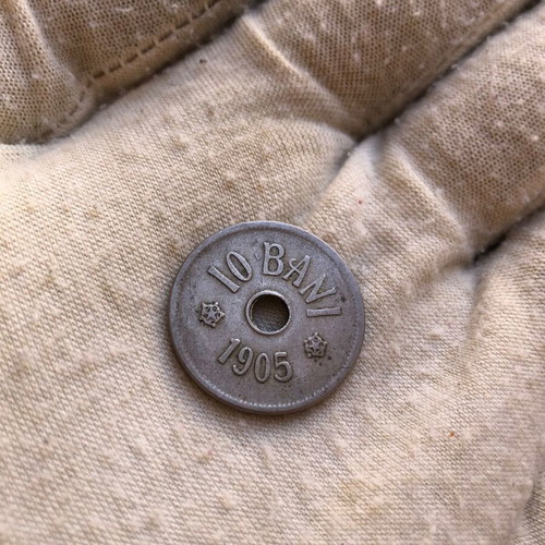 Romania 10 Bani 1905 coin used, Carol I era