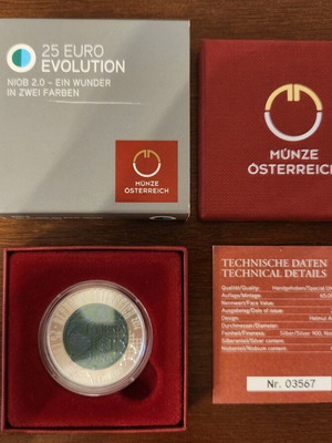 Ασημένιο Νιόβιο Νόμισμα Austria 25 Ευρώ Evolution 2014 Καινούργιο