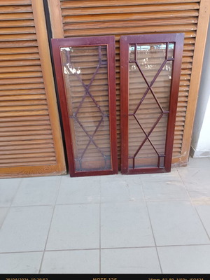 Wooden windows rustic used, set of 2, 42x108 cm