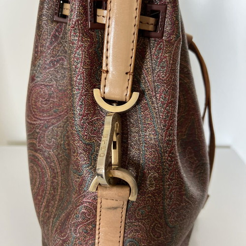 Etro Paisley Print Bucket Bag used, shoulder, brown