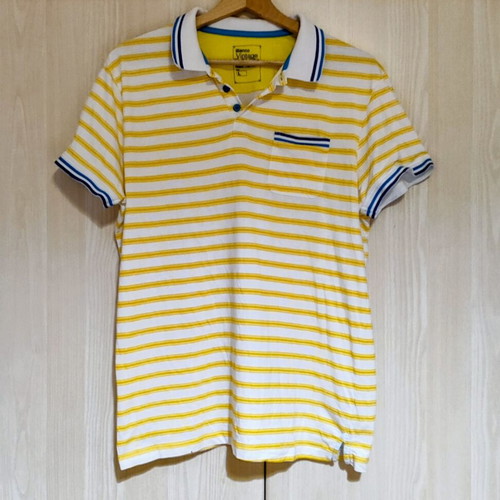 Polo Blanco Vintage striped yellow white shirt size L like new