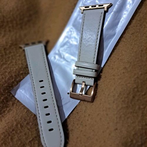 Cream leather watch strap for Apple Watch 42 44 45 46 49mm new