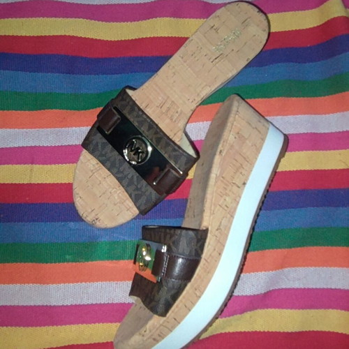 Michael Kors wedge sandals size 38, new, brown and gold