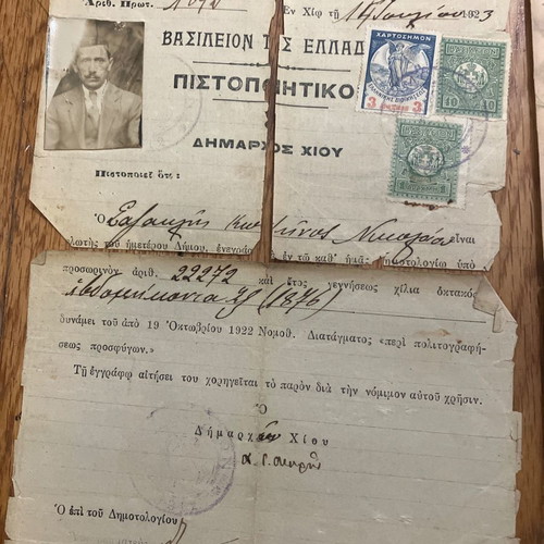 Documents used on refugee care and naturalization from Asia Minor Catastrophe