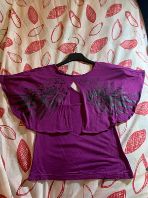 Pepe Jeans S fit top like new, black and purple with batwing sleeves