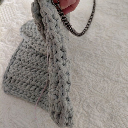 Handmade gray shoulder and crossbody bag new