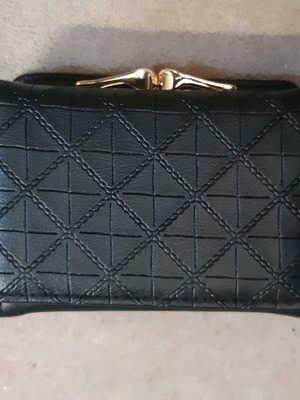 Black women's wallet new, eco leather with gold clasp