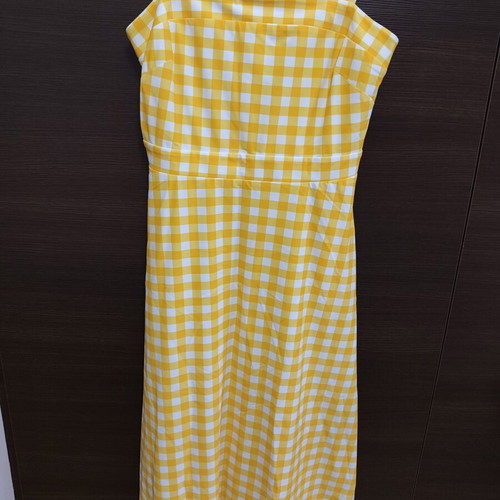 Jude Konally yellow checkered midi dress, medium