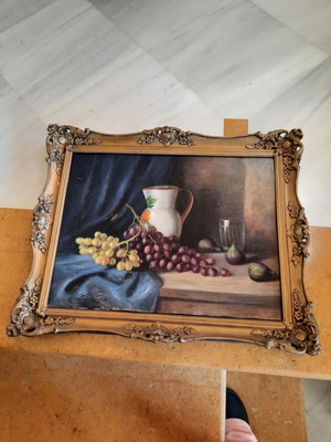 Πίνακας ζωγραφικής μεταχειρισμένος του Πανταζόπουλου με περίτεχνη κορνίζα
