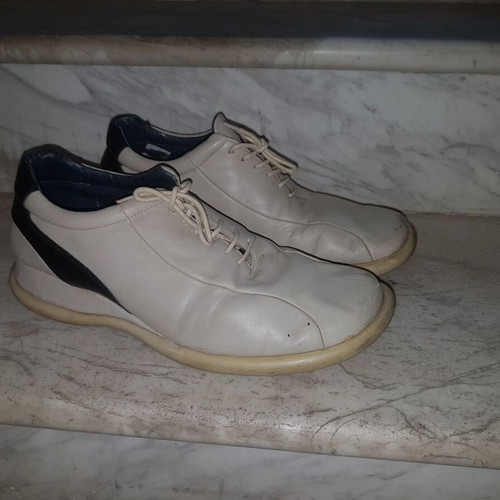 Men's leather shoes with laces used, size 43, black and beige