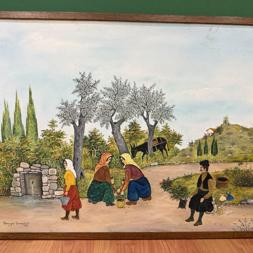 Θεολογία Γιανναρέλλη ελαιογραφία, καθημερινή σκηνή