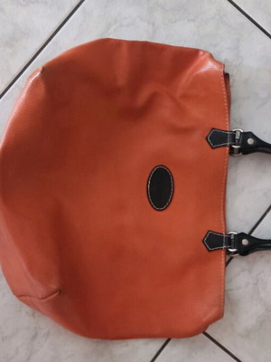 Nikos Sakalis leather handbag used, brown orange