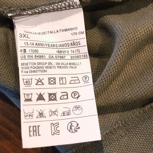 United Colors of Benetton long-sleeve polo shirt 170cm like new, olive green