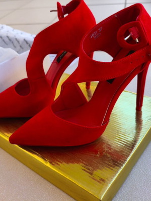 Sweet Shoes κόκκινες καστόρινες γόβες με λουράκι στον αστράγαλο, νούμερο 37