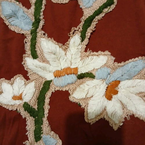 Zara top with appliqué flowers and knitted lace, like new, multicolor