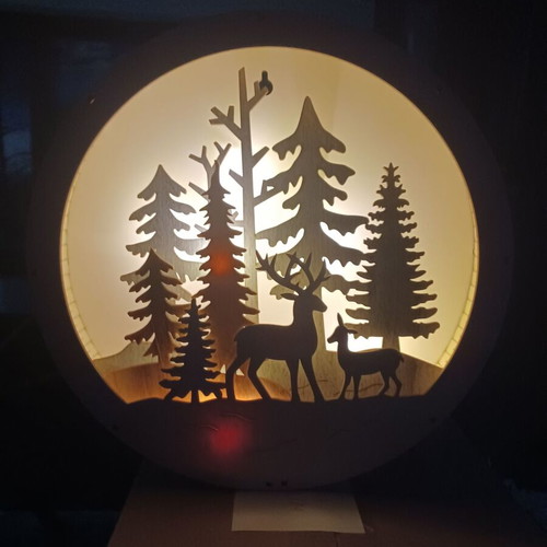 Christmas wooden decorations with lights like new