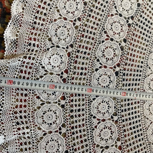 Handmade crocheted round tablecloth like new