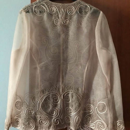 Vintage shirt like new, ivory metallic with embroidery