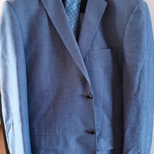 Blue Suit Set with Jacket, Trousers, Tie and Special Storage Case like new