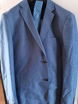Blue Suit Set with Jacket, Trousers, Tie and Special Storage Case like new