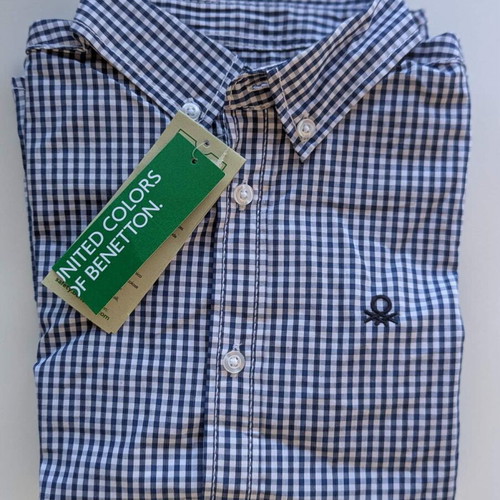 Children's shirt United Colors of Benetton new, size 6–7 years, blue white check