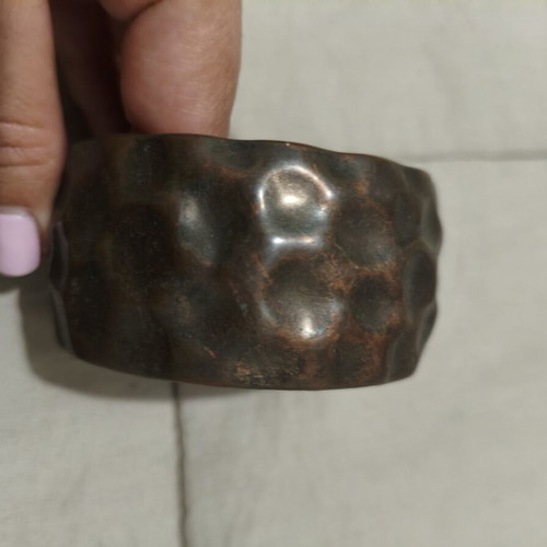 Vintage cuff bracelet used, hammered copper color
