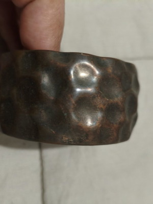 Vintage cuff bracelet used, hammered copper color