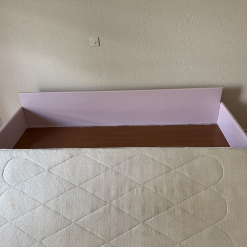 Children's wooden single bed-sofa in pink shade, used