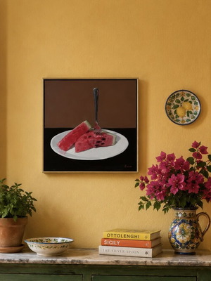 July Watermelon ακρυλικό πίνακα σαν καινούργιο, 43 x 43 εκ