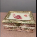 Vintage jewelry box new, wooden, beige and pink