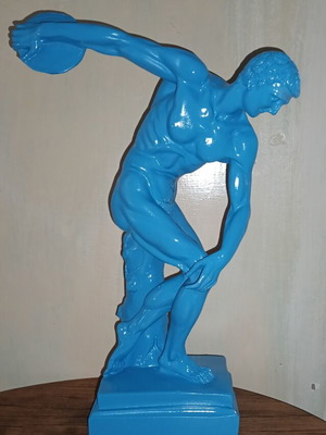 Discobolus statue used, 36cm alabaster