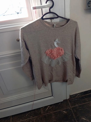Women's beige blouse like new, flamingo design, size S-M