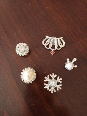 Charms for Clogs new, shiny white and silver